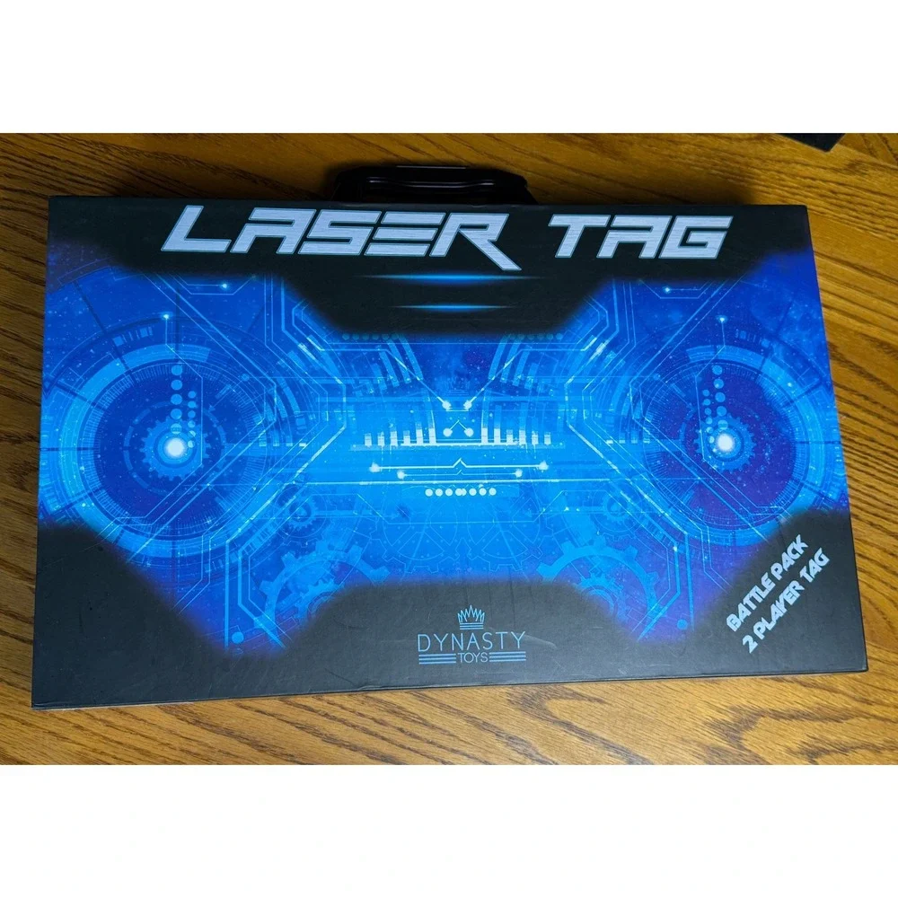 Dynasty Toys Laser Tag Set: 2 Player Battle Blasters, Blue White w/Case, WORKS